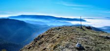 Drienok 1268m, vrcholová tyč & Kremnické vrchy & Štiavnicke vrchy