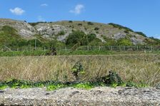 Hundsheimer Berg, view over the cemetery wall